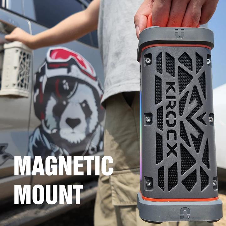 KROCX TRAVOR All-Aluminum Outdoor Bluetooth Speaker – Full-Metal Armor, IP68, Magnetic Mount, Bassup